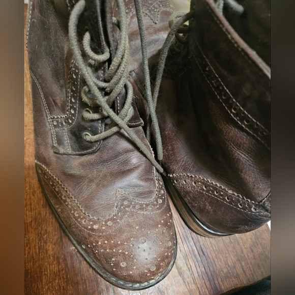 Mens Brown Real Leather Dress Shoes Boots Lace Up Cowboy Size 12 - Red Tape - Picture 4 of 8